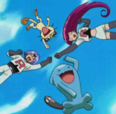 team rocket in the air happy